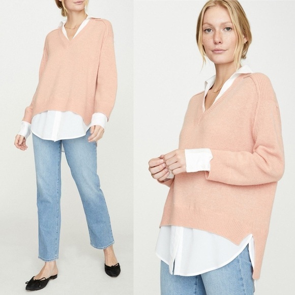 Brochu Walker Sweater Looker Layered V Neck Cashmere - Picture 3 of 14